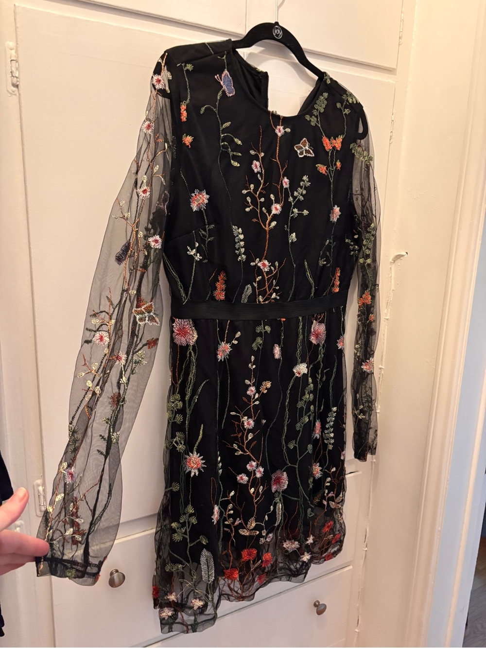 Black Floral Embroidered Mesh Dress